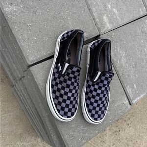 Vans Black Checkered Slip-On Shoes  women 7 ready to wear